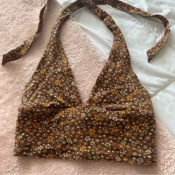 Garage Brown Patterned Halter Top - Picture 3 of 5